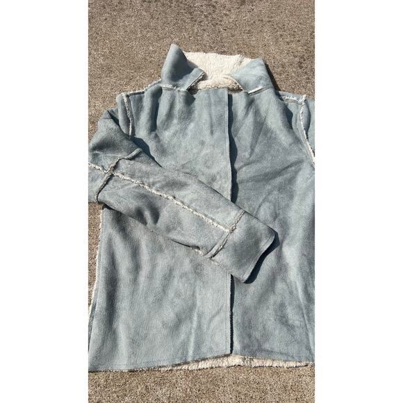 Dylan Jacket Women Size XS Light Blue Fur Lined Collared Long Sleeve Snap Button - Picture 2 of 5